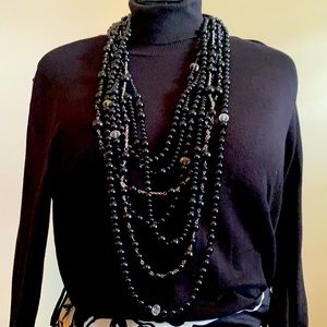 Stunning black onyx multi strand necklace.